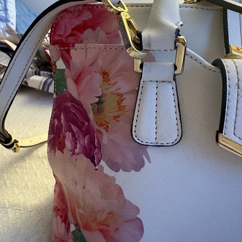 Calvin Klein Collection White and Pink Floral Satchel - Picture 3 of 16